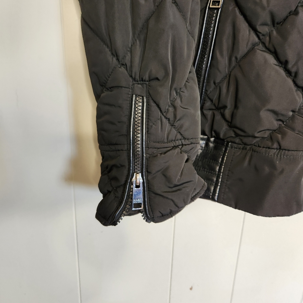 Marc New York Zip Up Moto Winter Jacket Vest Short Puffer Minimalist Coat Black - Picture 6 of 14